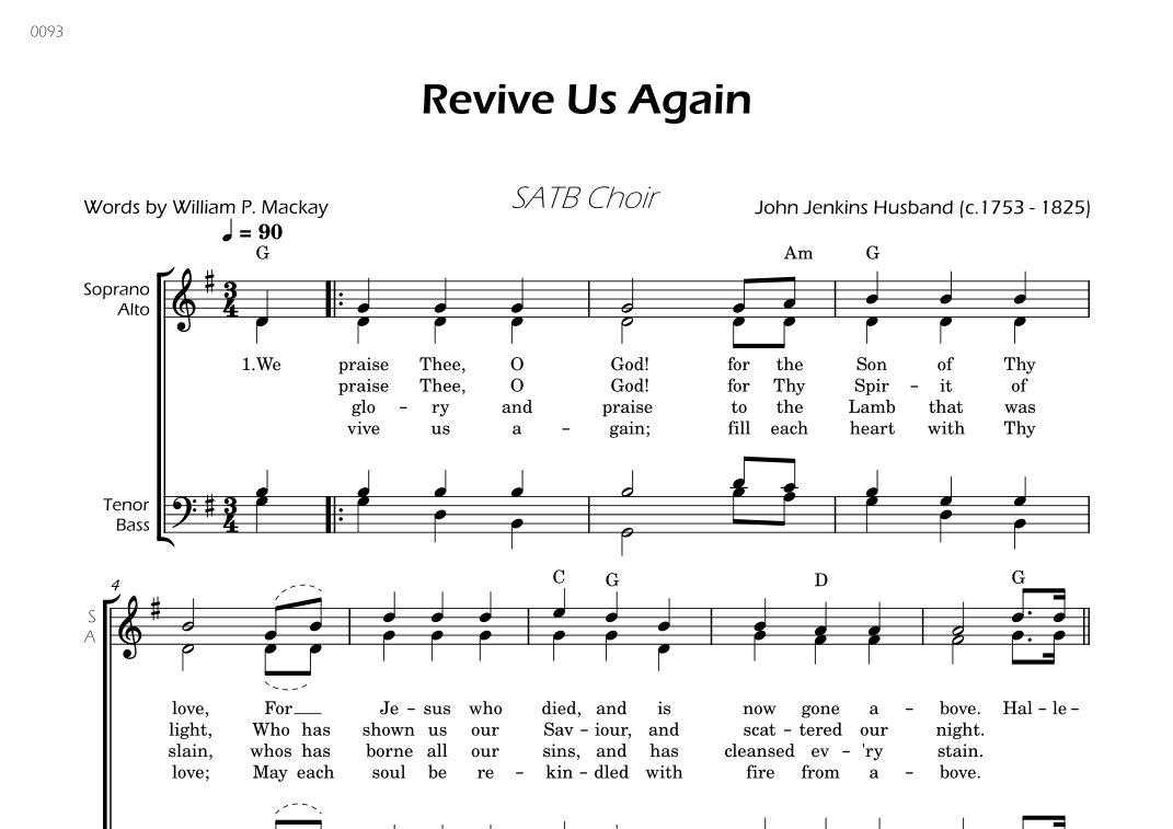 Revive Us Again - SATB Choir - W/Chords (arr. César Madeira)