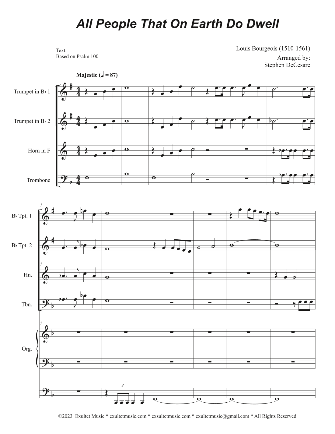 All People That On Earth Do Dwell (SAB) (Full Score) - Score Only (arr. Stephen DeCesare)