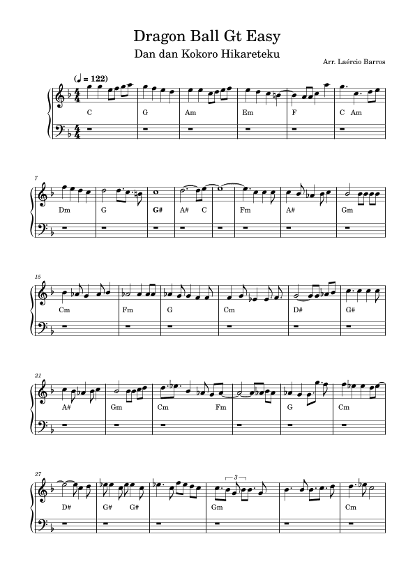 Dragon Ball Gt - Dan Dan Kokoro Hikareteku (arr. LAERCIO BARROS LEITE)