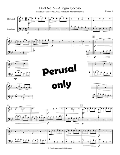 “Duet No. 5 – Allegro giocoso” from EIGHT DUETS ADAPTED FOR HORN AND TROMBONE (arr. Brian Harris)