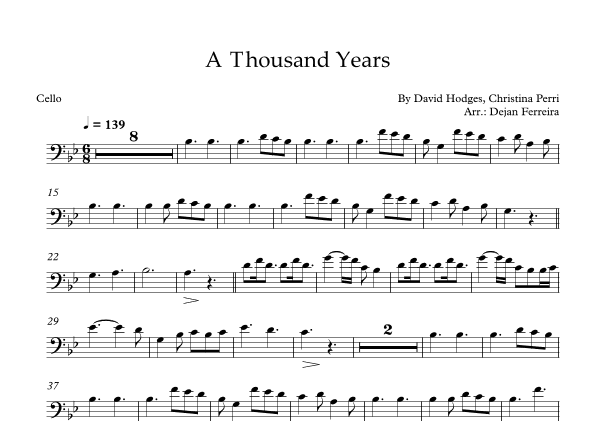 A Thousand Years (arr. Dejan Ferreira)