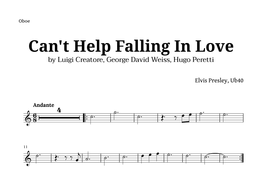 Can't Help Falling In Love (arr. Langanho)