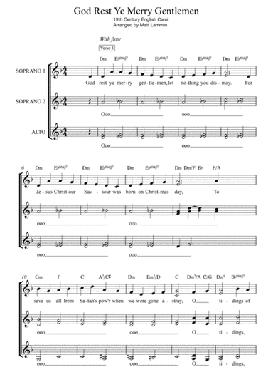 God Rest Ye Merry Gentlemen SSA (arr. Matt Lammin)