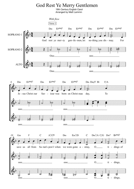 God Rest Ye Merry Gentlemen SSA (arr. Matt Lammin)