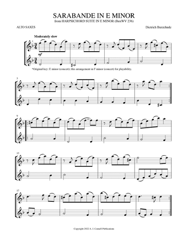 Sarabande in E Minor (from Harpsichord Suite in E Minor) (arr. Mark Phillips)