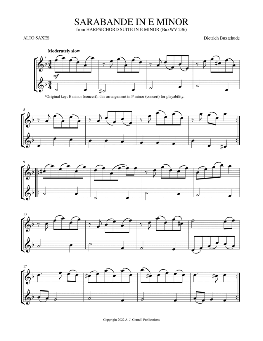 Sarabande in E Minor (from Harpsichord Suite in E Minor) (arr. Mark Phillips)