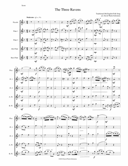 Variations on The Three Ravens for flute quintet (arr. David Warin Solomons)