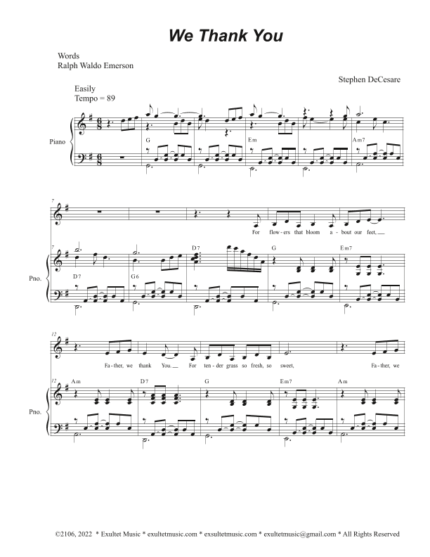 We Thank You (Unison choir)