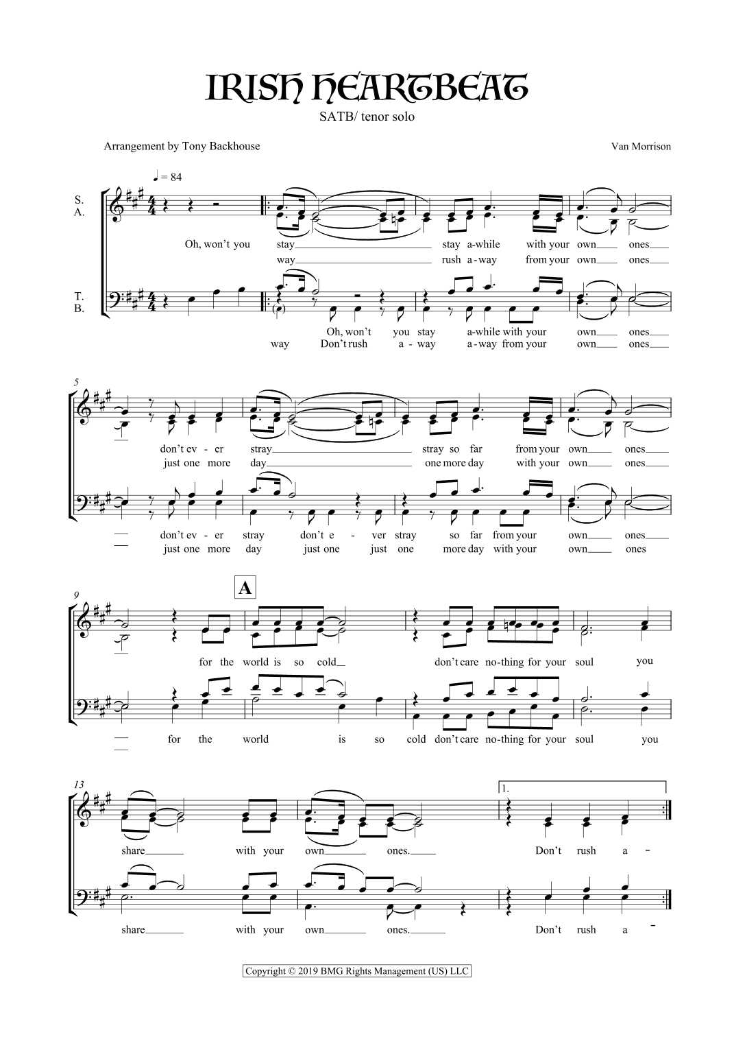 Irish Heartbeat (arr. Tony Backhouse)