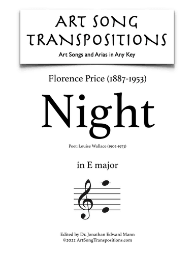 Night (arr. ArtSongTranspositions.com)