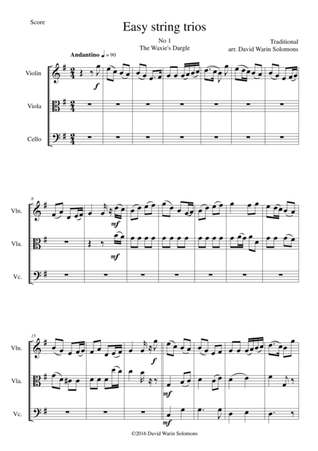The Waxie's Dargle (The girl I left behind me) for string trio (arr. David Warin Solomons)