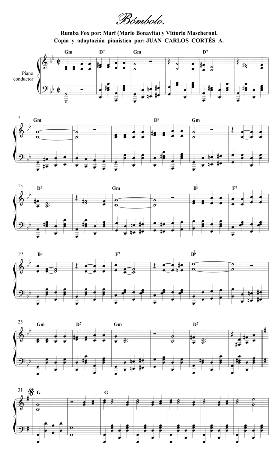 Bómbolo - Fox por Mario Bonavita (Marf) y Vittorio Mascheroni (arr. Juan Carlos Cortés A.)