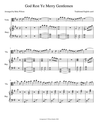 God Rest Ye Merry Gentlemen--harp/viola duet (arr. Beka Wilson)