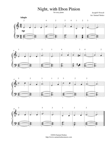 Night, with Ebon Pinion - for easy piano (arr. Samuel Stokes)