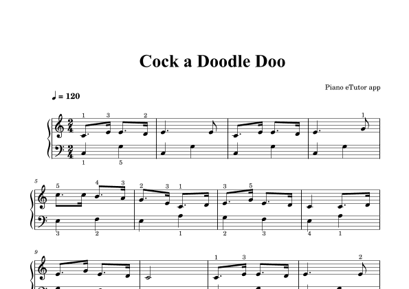 Cock a Doddle Doo (traditional song) - piano (arr. Piano eTutor app)