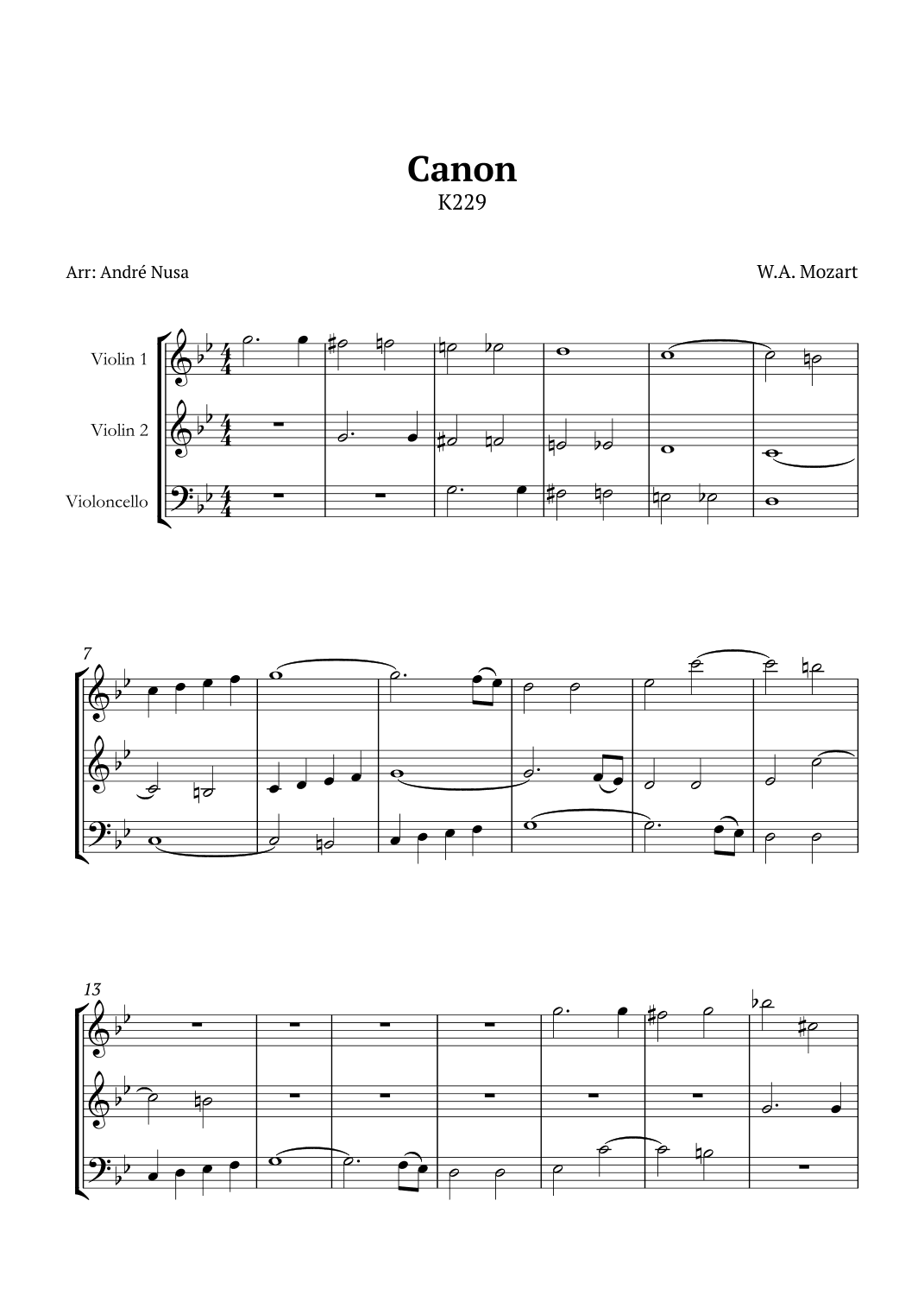 Canon K229 (arr. André Nusa)