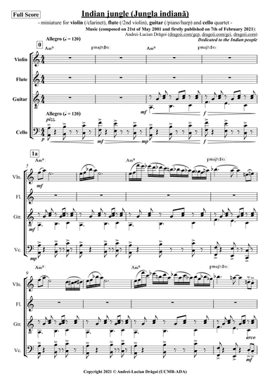 Indian jungle (Jungla indiana) - miniature for violin (/clarinet), flute (/2nd violin), guitar (/pi