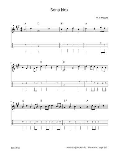 Bona Nox - W. A. Mozart (arr. songbooks.info)