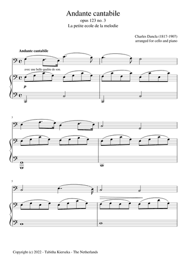 Andante Cantabile, opus 123 no. 3 (arr. T.C. Kierszka)