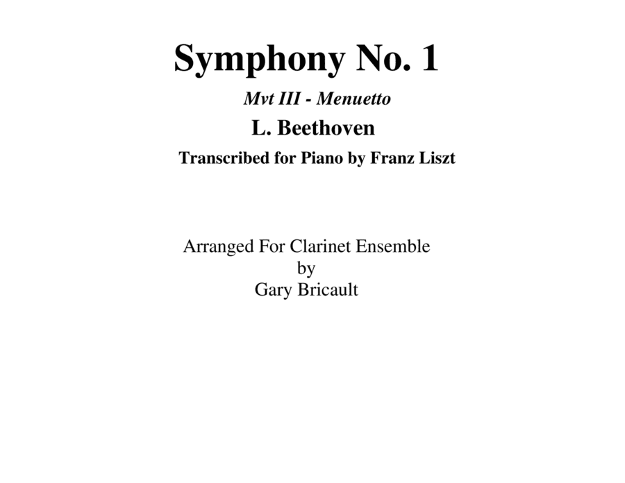 Mvt III - Menuetto from Symphony No. 1 (arr. Gary Bricault)