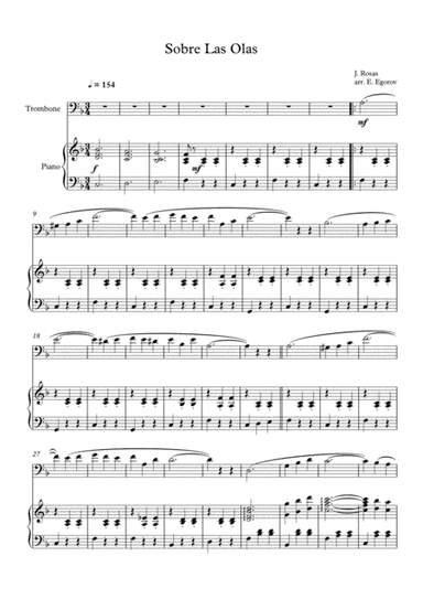 Sobre Las Olas (Over The Waves), Juventino Rosas, For Trombone & Piano (arr. Eugene Egorov)