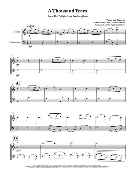 A Thousand Years (arr. Abraham Maduro)