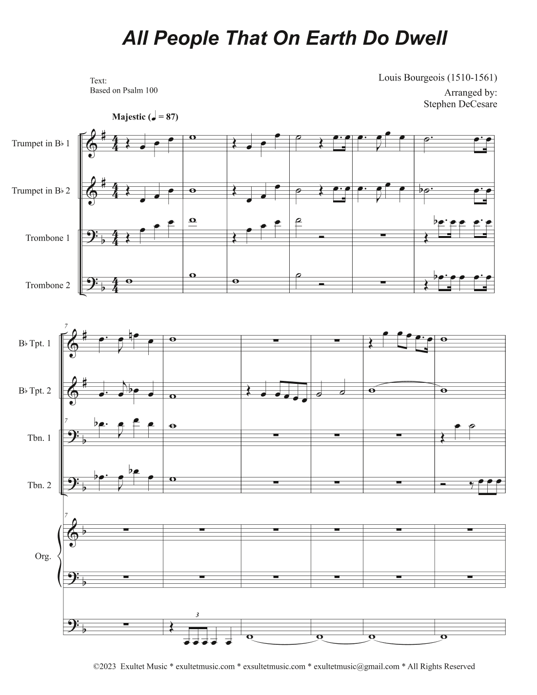 All People That On Earth Do Dwell (Duet for Tenor and Bass solo) (Full Score - Alt.) - Score Only (arr. Stephen DeCesare)