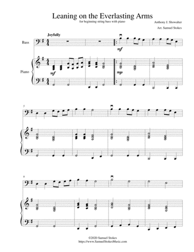 Leaning on the Everlasting Arms - for beginning string bass with optional piano accompaniment (arr. Samuel Stokes)