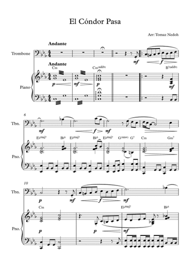 El Cóndor Pasa Trombone and Piano (arr. Tomaz Nedoh)