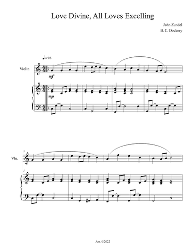 Love Divine, All Loves Excelling (Violin Solo with Piano Accompaniment) (arr. B. C. Dockery)