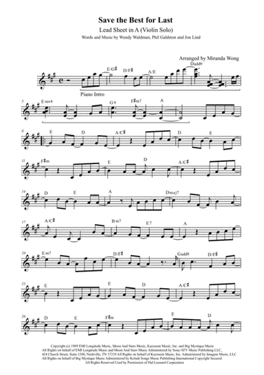 Save The Best For Last (arr. Miranda Wong)