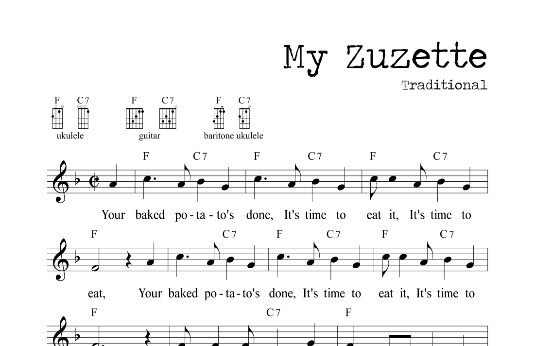My Zuzette (arr. M. Ryan Taylor)