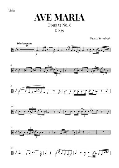 Ave Maria (Schubert) for Viola (arr. Cadenza Editions)