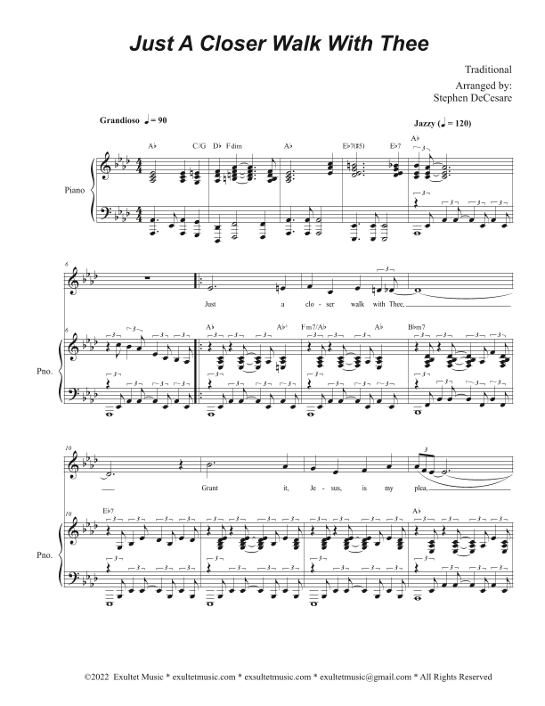 Just A Closer Walk With Thee (Unison choir - Medium Key) (arr. Stephen DeCesare)