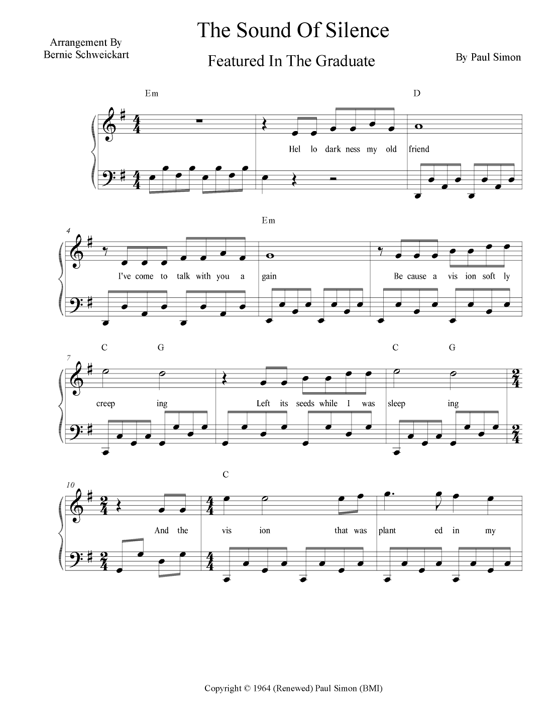 The Sound Of Silence (arr. Bernie Schweickart)