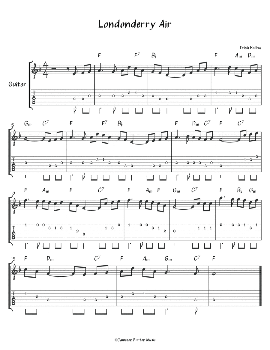 "Londonderry Air" - Guitar w/TAB (arr. Jameson Burton)