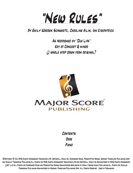 New Rules (arr. MAJOR SCORE PUBLISHING TM.)