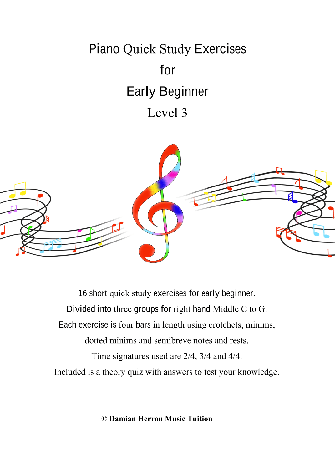 Piano Quick Study Exercises for Early Beginner Level 3