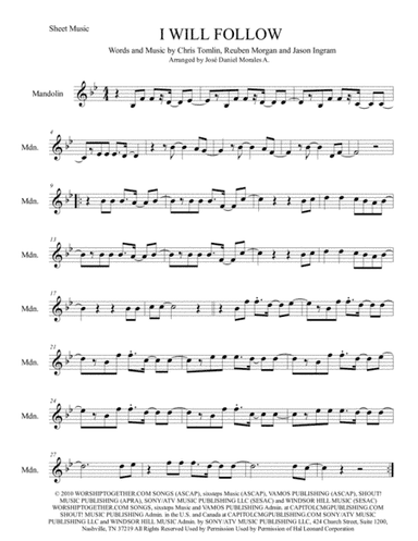 I Will Follow (arr. José Daniel Morales A.)