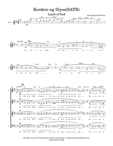 Kordero ng Diyos (Agnus Dei), SATB ver. by Jose Deanon