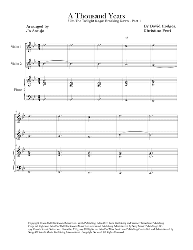 A Thousand Years (arr. Jo Araujo)