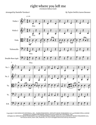 Right Where You Left Me (arr. Danielle Tavolacci)