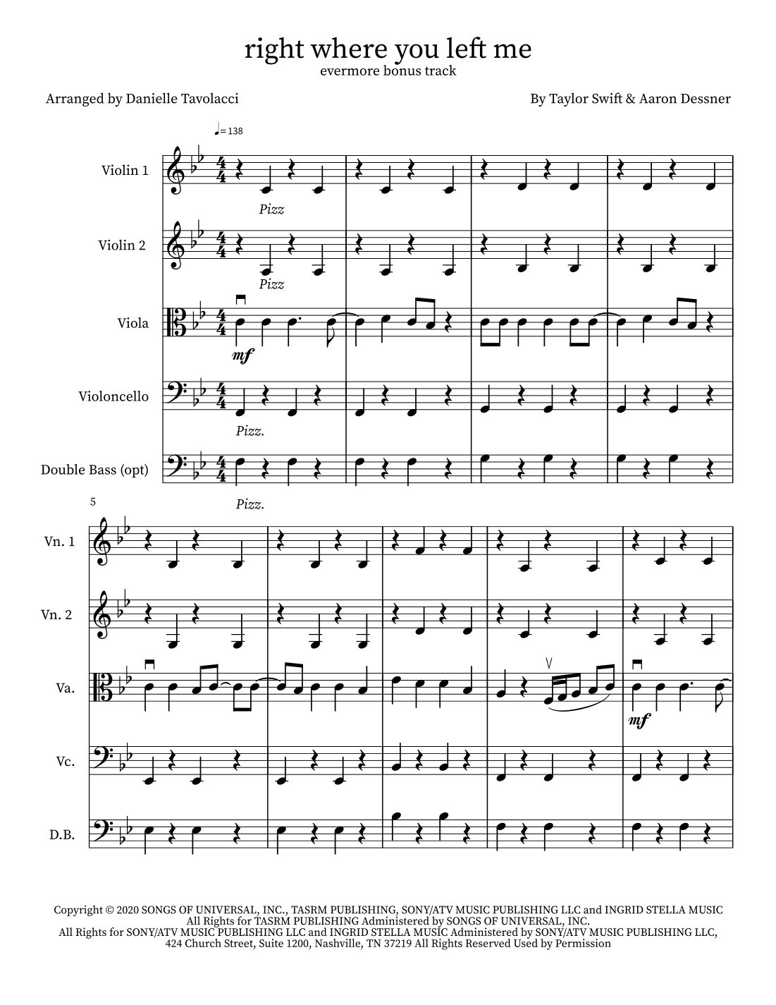 Right Where You Left Me (arr. Danielle Tavolacci)