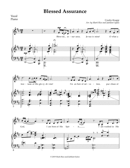Blessed Assurance (arr. Mark Rice, Jubilant Sykes)