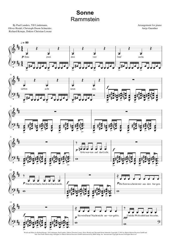Sonne (arr. Antje Günther)