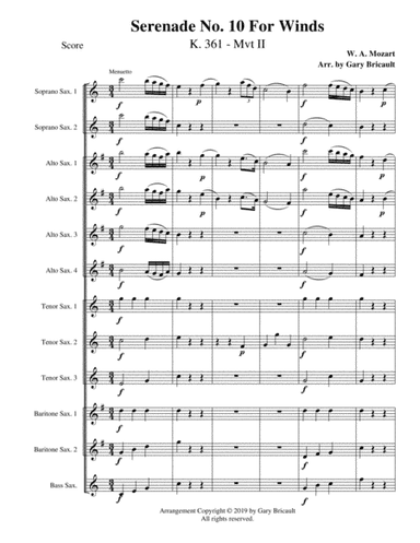 Serenade No. 10 for Winds - Mvt II (Menuetto) (arr. Gary Bricault)