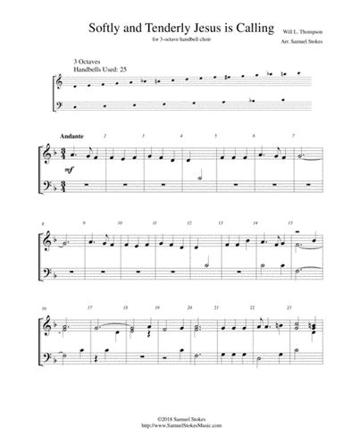 Softly and Tenderly Jesus is Calling - for 3-octave handbell choir (arr. Samuel Stokes)