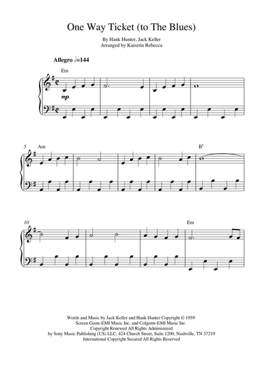 One Way Ticket (to The Blues) (arr. Kaiserin Rebecca)