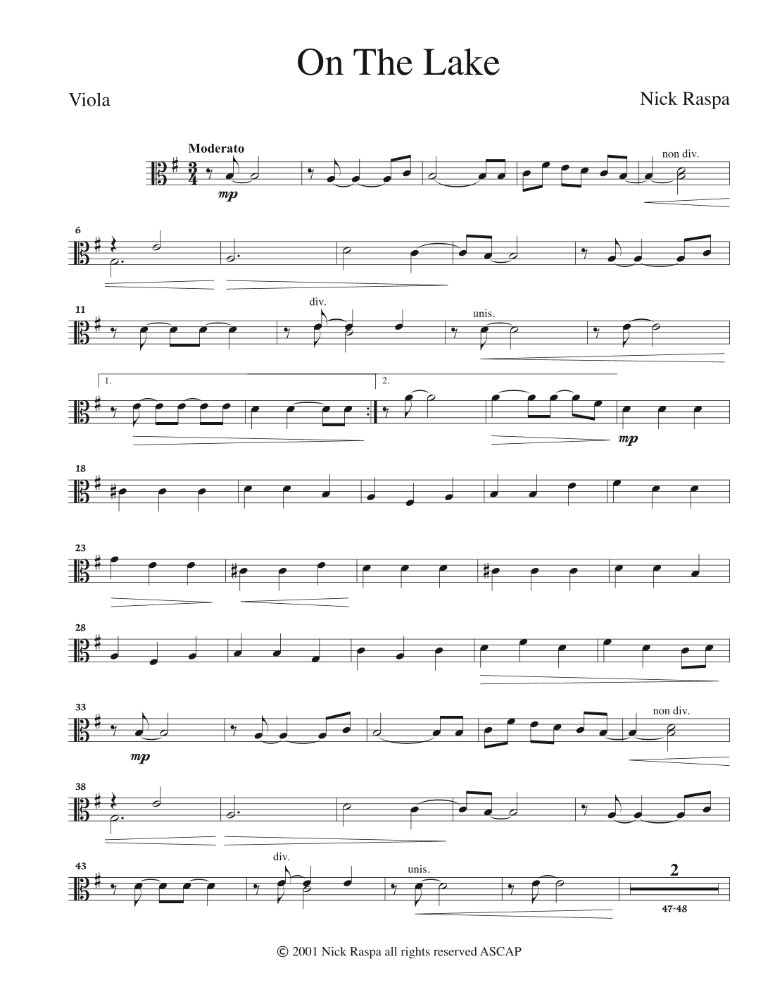 On The Lake (String Orchestra) Viola part