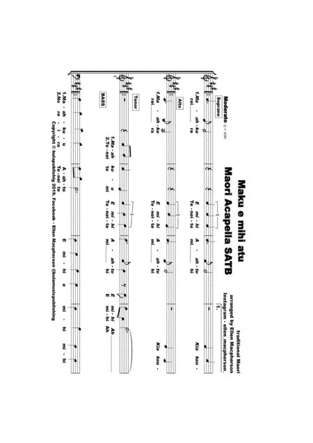 Maku e mihi atu - SATB - Maori NZ Acapella. ALL PARTS and SCORE (arr. Ellen Macpherson)